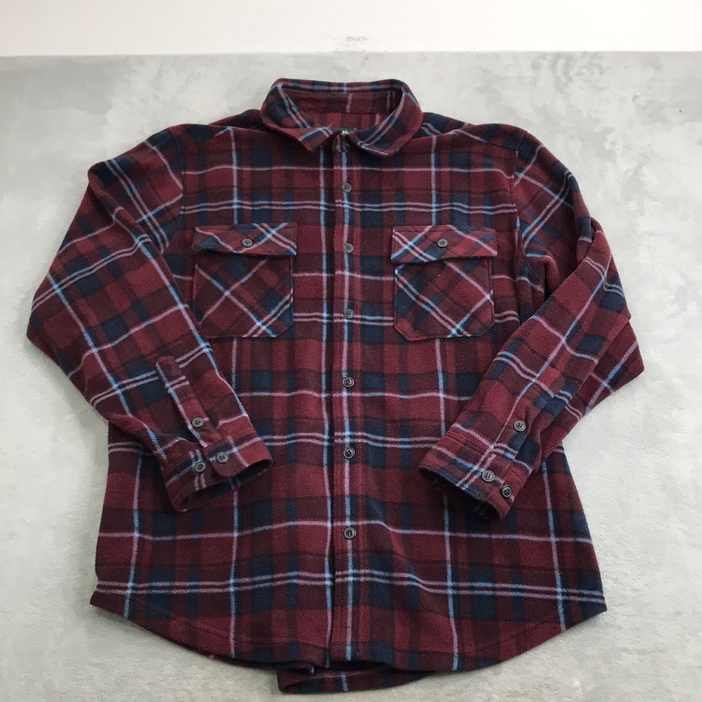 Outdoor Life  Men's Heavy Weight Fleece Plaid Button Down XL